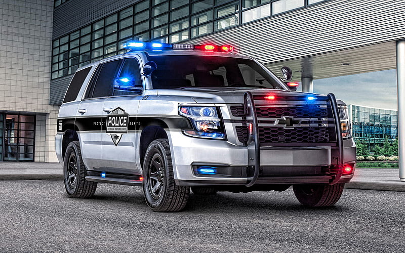 2019, Chevrolet Tahoe PPV, Police SUV, exterior, front view, police cars, Tahoe 2020, american cars, Chevrolet, HD wallpaper