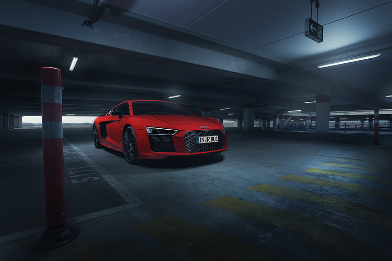 Audi R8 V10 Plus In Parking , audi-r8, audi, carros, 2018-cars, behance, HD wallpaper