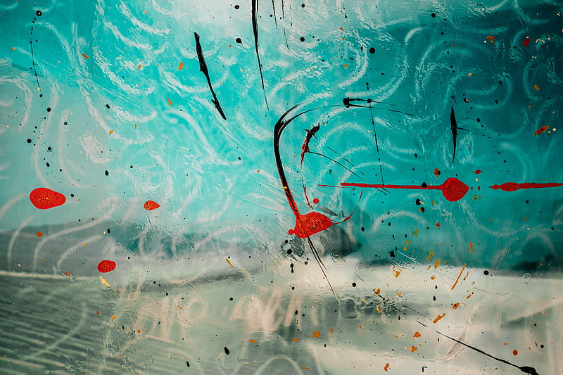 glass, paint, splashes, strokes, abstraction, HD wallpaper