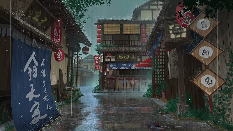 Rain on Traditional Japanese village. Imitation- Village Hidden in the Leaf. Ichiraku Ramen Shop, HD wallpaper