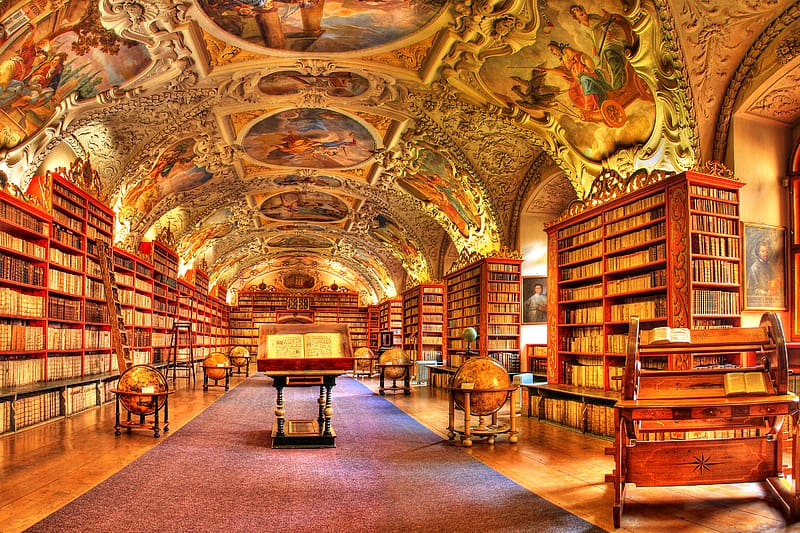 Architecture, Painting, Library, Globe, Mural, HD wallpaper