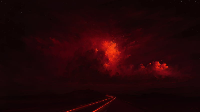 Artistic, Night, Cloud, Landscape, Red, Sky, HD wallpaper
