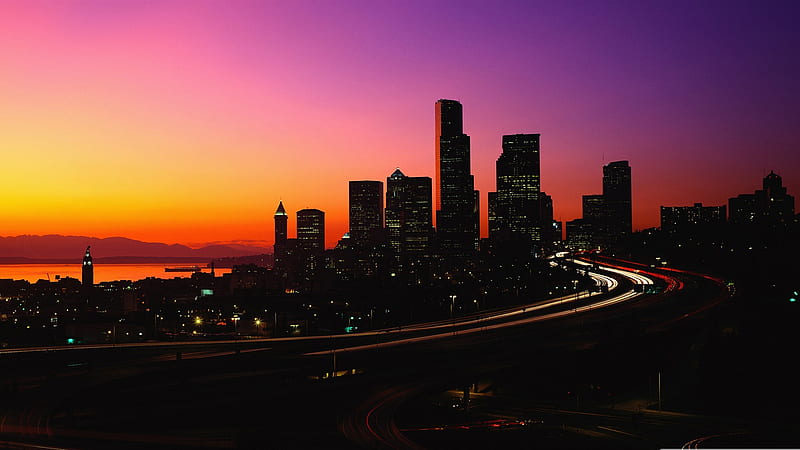 city dusk-The urban landscape graphy, HD wallpaper
