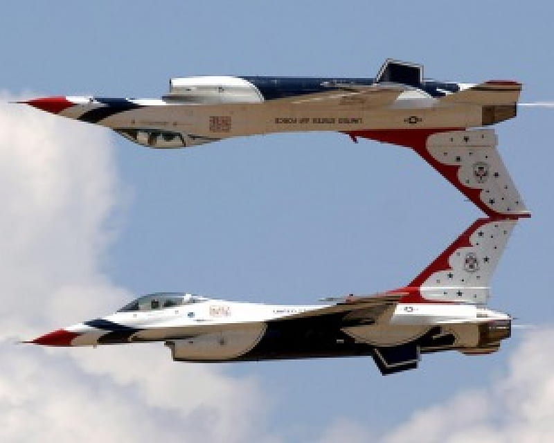 tail to tail, thunderbirds f16, tails almost touching, HD wallpaper