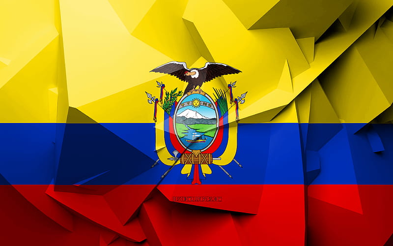 Flag of Ecuador, geometric art, South American countries, Ecuadorian flag, creative, Ecuador, South America, Ecuador 3D flag, national symbols, HD wallpaper