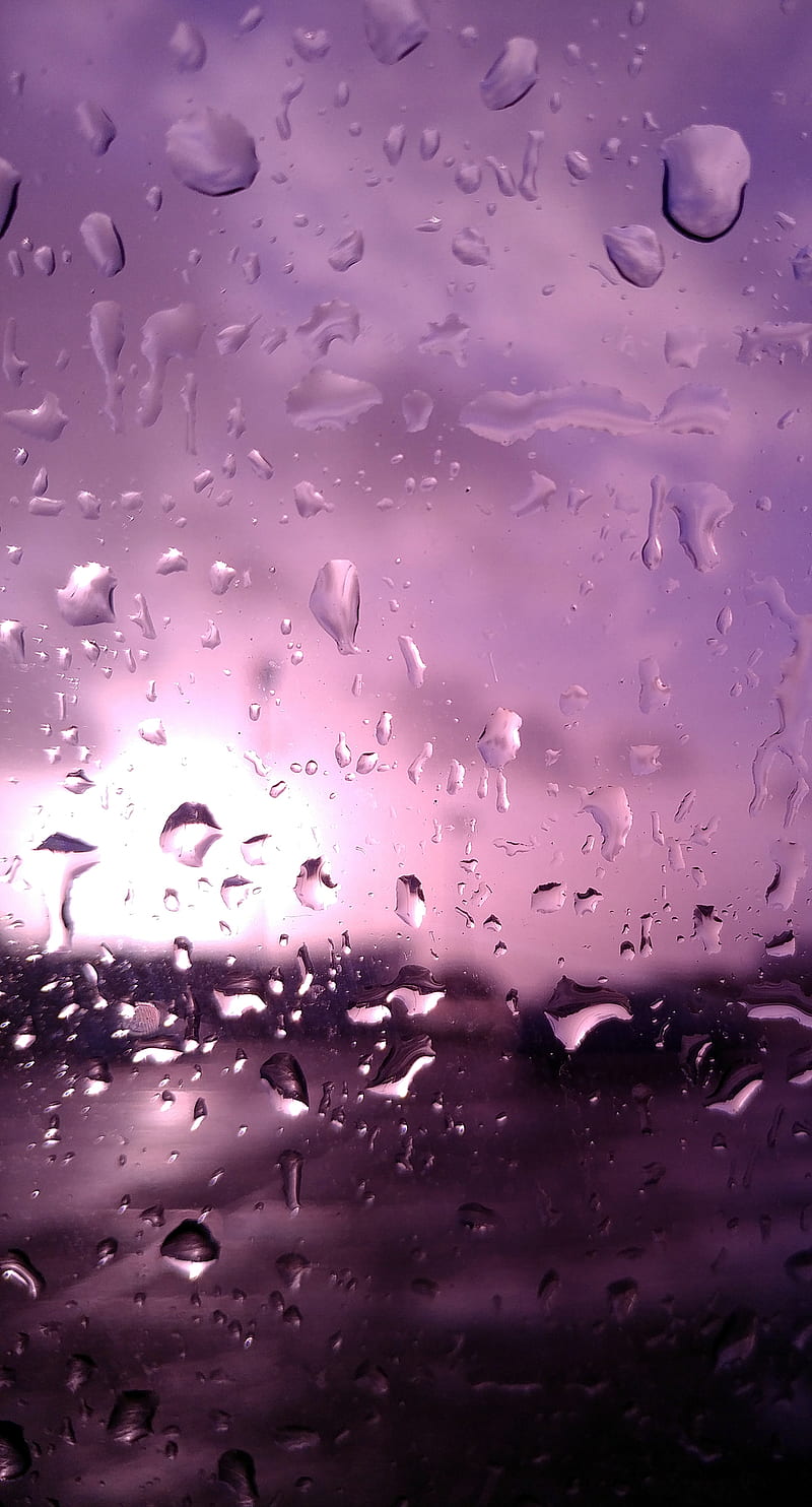 Raindrops, car, drop, drops, purple, rain, screen, sunset, water, window, HD phone wallpaper