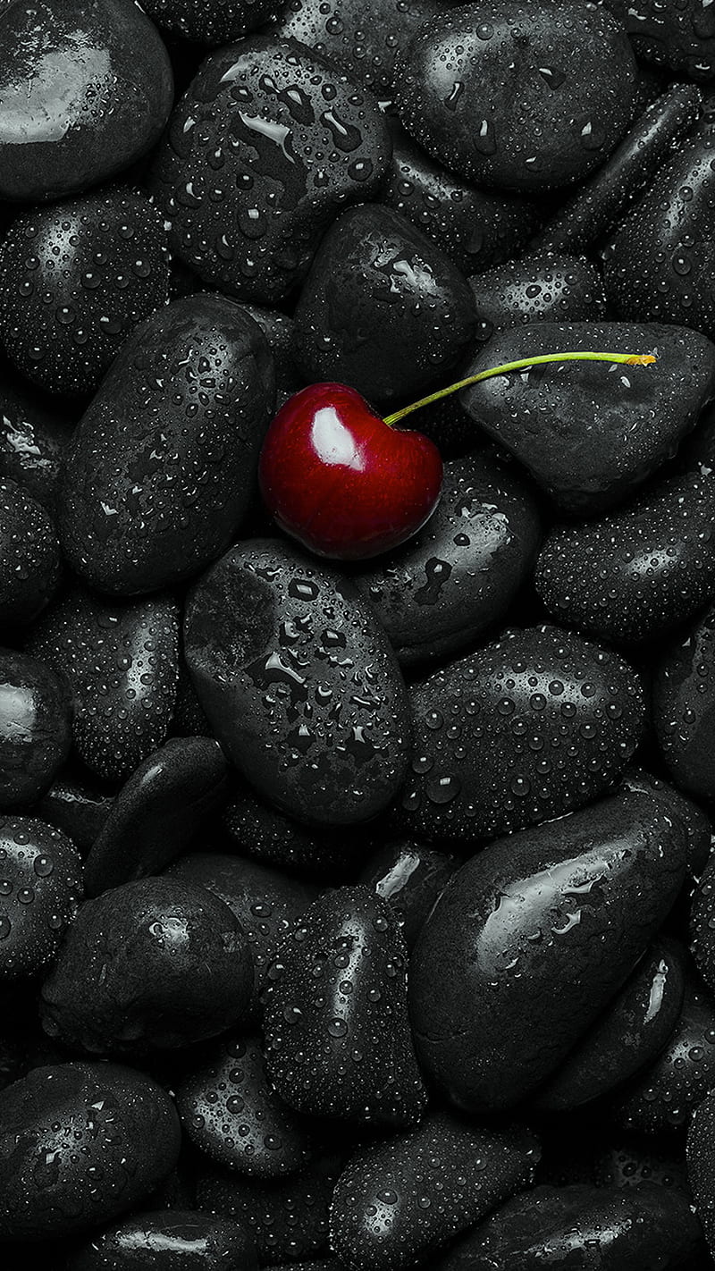 Cherry, black, stones, HD phone wallpaper