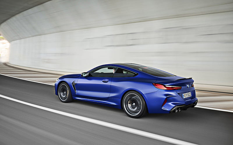 2020, BMW M8 Competition, side view, blue sports coupe, exterior, new blue M8 Competition, German sports cars, BMW, HD wallpaper