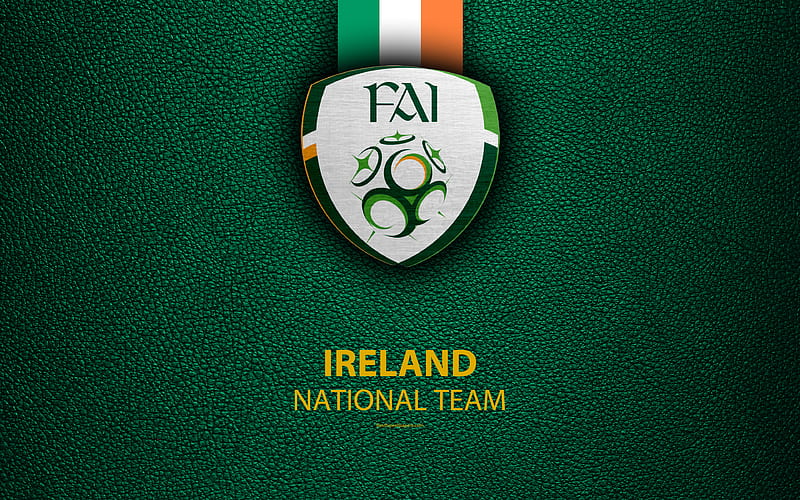 Republic of Ireland national football team leather texture, emblem, logo, football, Ireland, Europe, HD wallpaper