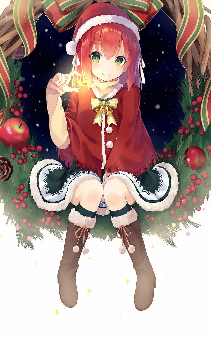 Anime Girl Sitting By A Christmas Tree Surrounded By A Bunch Of Animals  Background, Kawaii Christmas Picture Background Image And Wallpaper for  Free Download