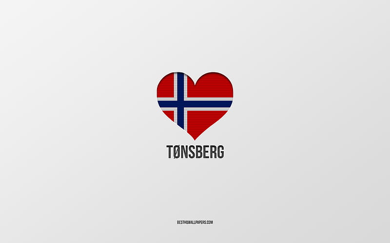I Love Tonsberg, Norwegian cities, gray background, Tonsberg, Norway, Norwegian flag heart, favorite cities, Love Tonsberg, HD wallpaper