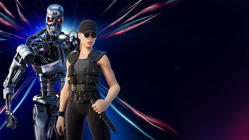 Sarah Connor and T-800 Fortnite, HD wallpaper