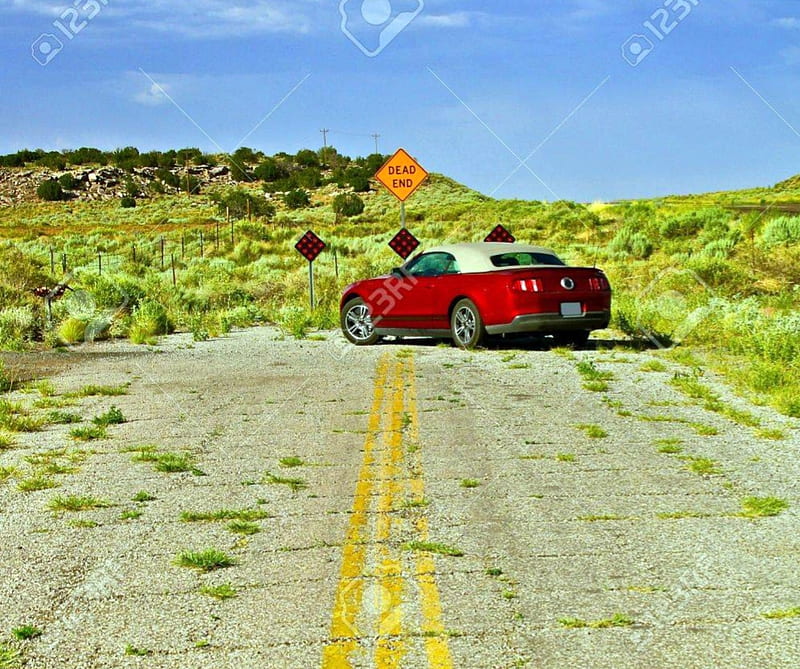 Dead End Road, Field, Sign, Car, Road, HD wallpaper