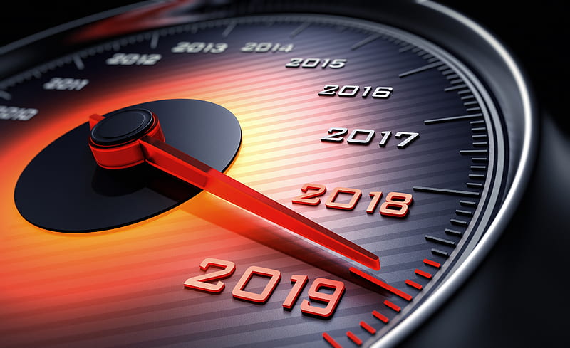 2019 Speedometer, happy-new-year-2019, speedometer, celebrations, HD wallpaper