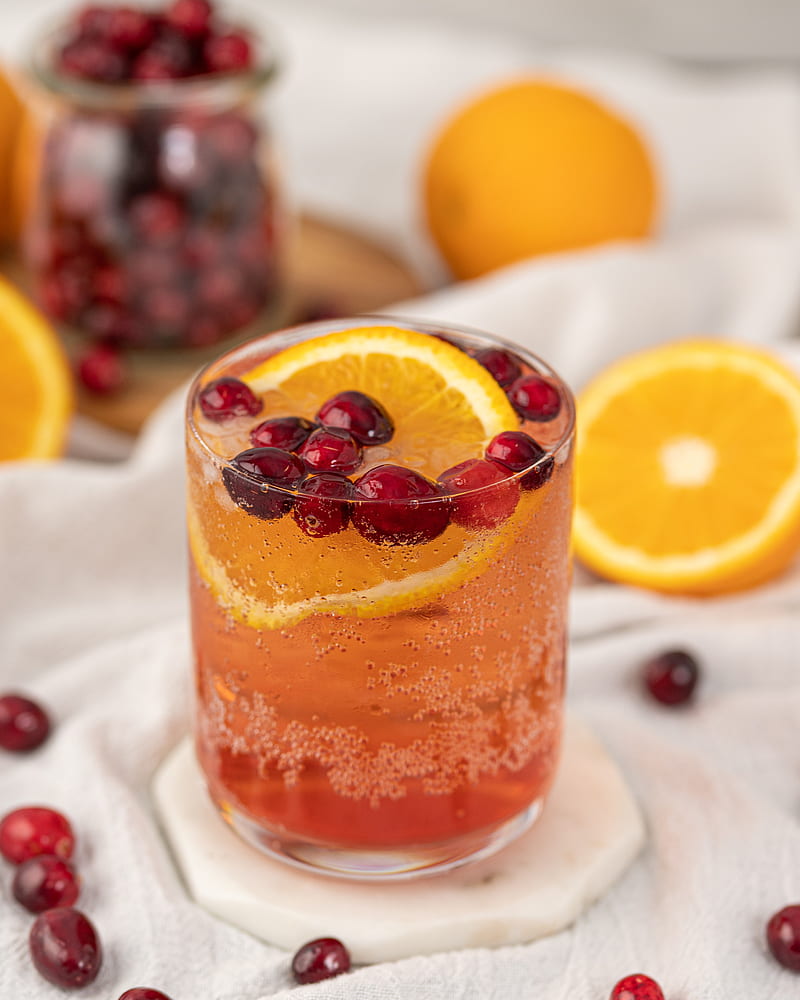 cocktail, orange, cranberry, glass, drink, HD phone wallpaper