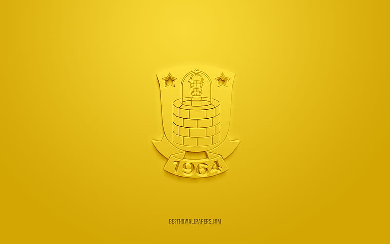 Brondby FC, creative 3D logo, yellow background, 3d emblem, Danish football club, Danish Superliga, Brondby, Denmark, 3d art, football, Brondby FC 3d logo, HD wallpaper
