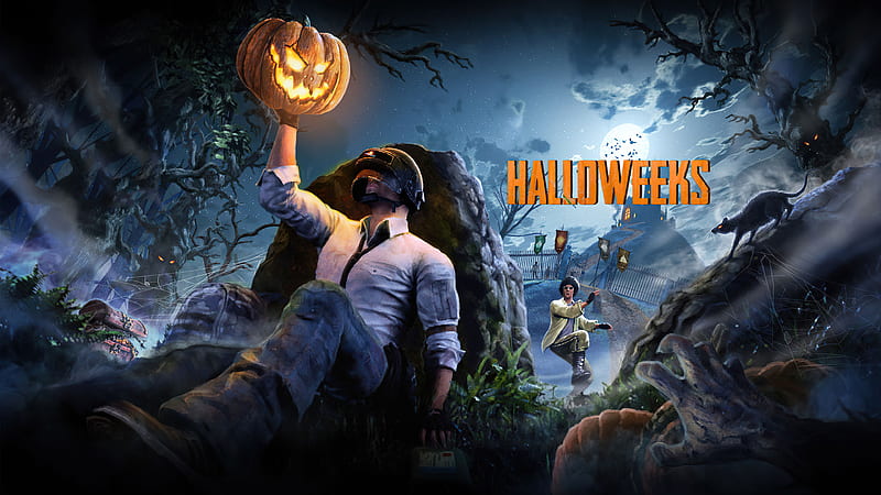 PUBG Player With Pumpkins Face Halloween Halloween, HD wallpaper