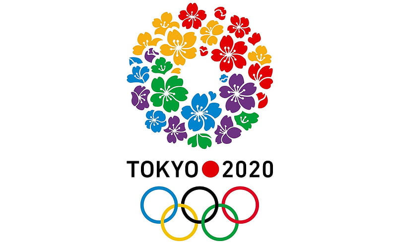Tokyo 2020, logo, white background, 2020 Summer Olympics, HD wallpaper