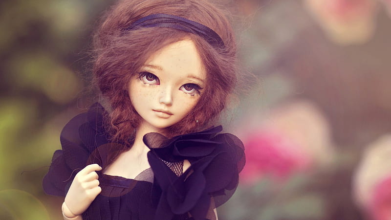 Girl Toy With Black Dress And Brown Hair Doll, HD wallpaper
