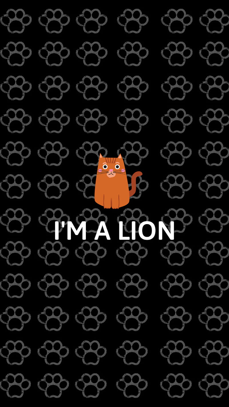Lion Cat, animal, attitude, black, cute, cute cat, i am a lion, orange cat, pattern, wild, HD phone wallpaper