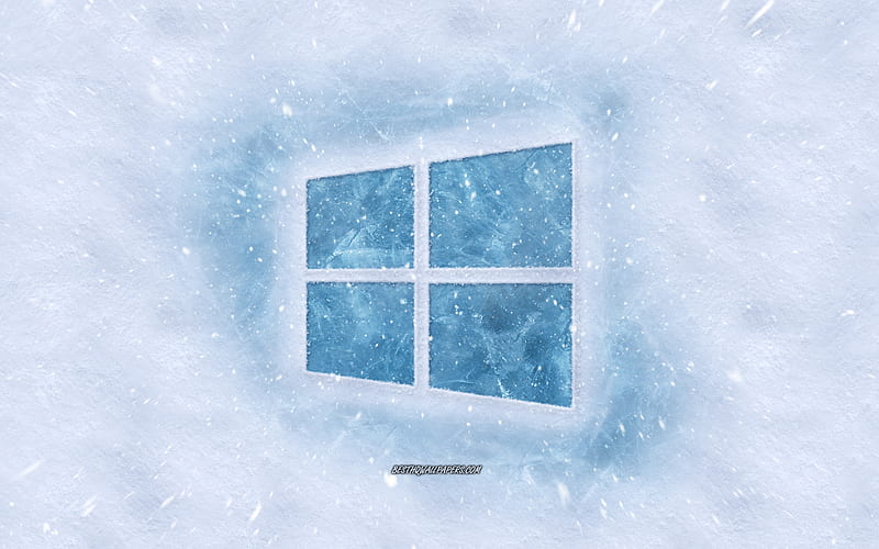 Windows 10 logo, winter concepts, snow texture, snow background, Windows 10 emblem, winter art, Windows, HD wallpaper