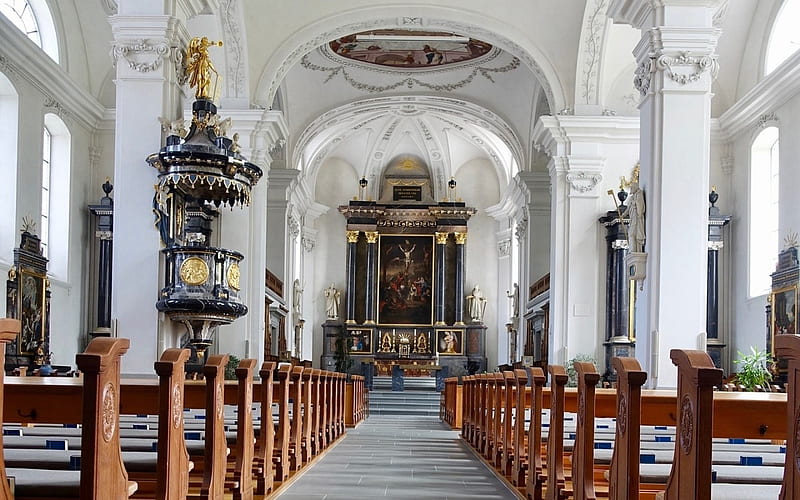 Church Interior, interior, architecture, Christianity, church, HD wallpaper