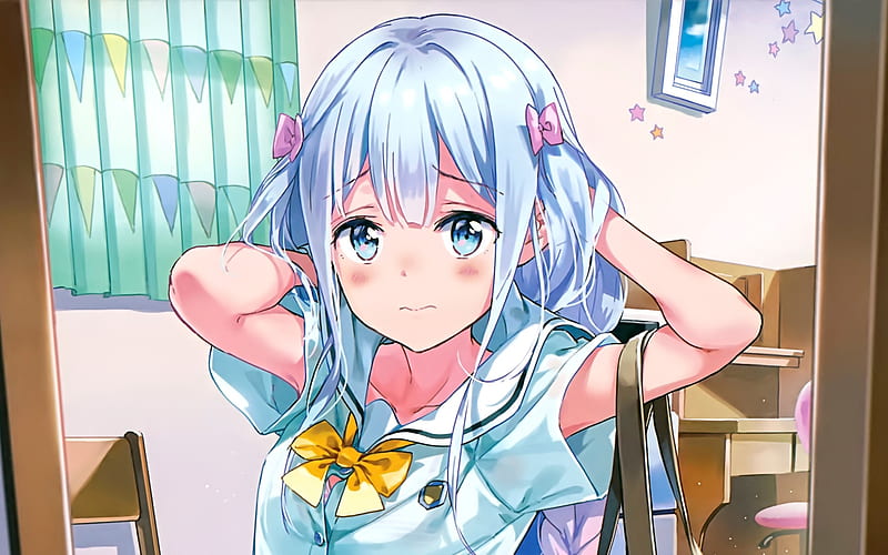 Sagiri Izumi, manga, EroManga-Sensei, artwork, girl with blue hair, Izumi Sagiri, HD wallpaper