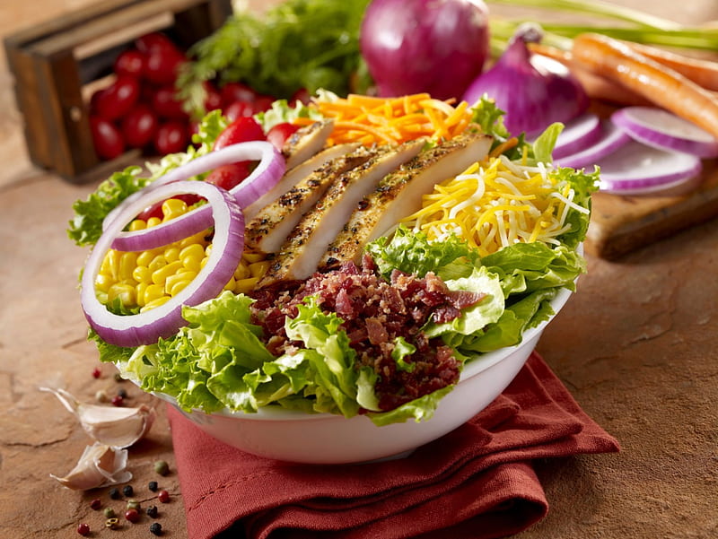 Salad, meal, delicious, food, vegetables, HD wallpaper