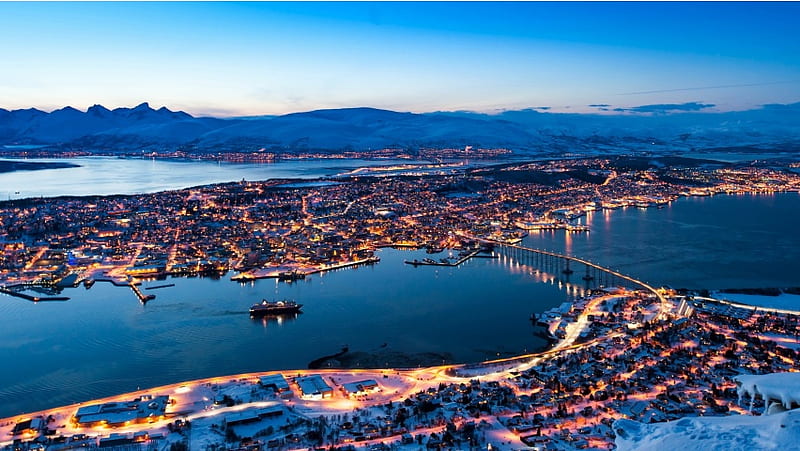 Tromso Winter Evening Norway, HD wallpaper