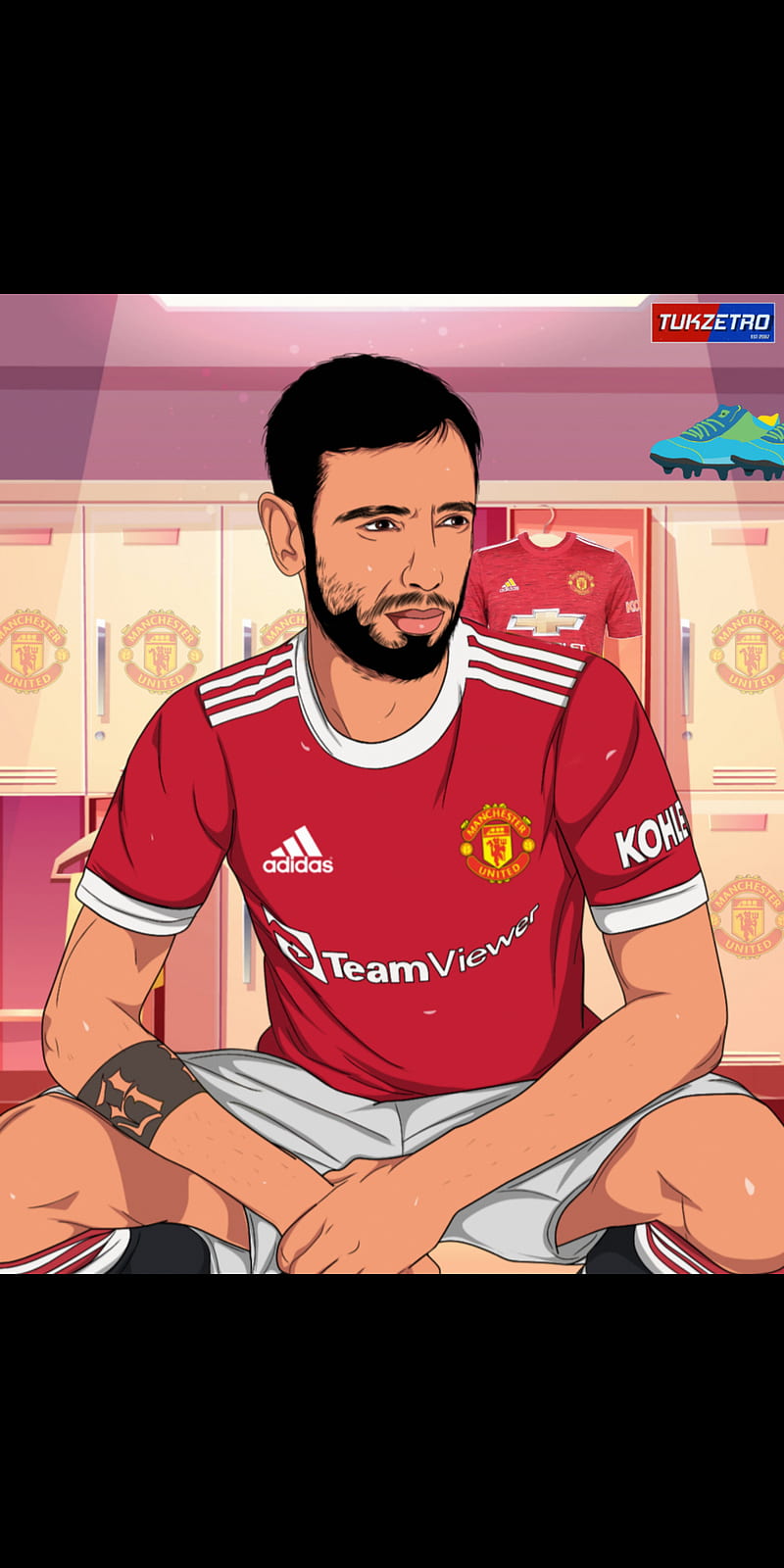 Bruno Fernandes, epl, art, facial expression, , Tukzetro, Tukzetro Arts, , Manchester united, HD phone wallpaper