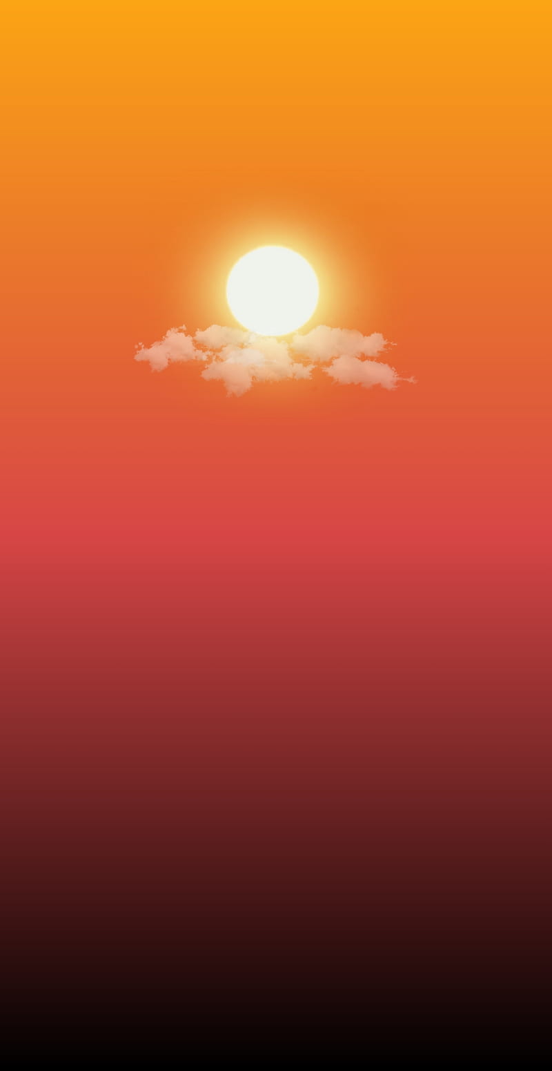 Sun vector, 2d, android, cloud, gradient background, graphics, nature, scene, sunset, HD phone wallpaper