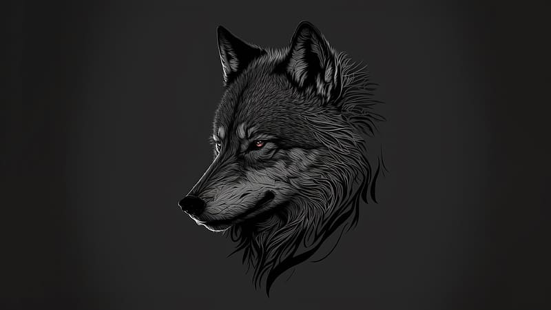Wolf , wolf, minimalism, minimalist, artist, artwork, digital-art, dark, black, HD wallpaper