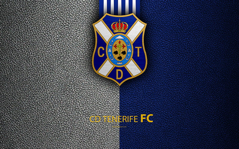 CD Tenerife FC Spanish Football Club, leather texture, Tenerife logo, LaLiga2, Segunda Division, Santa Cruz de Tenerife, Spain, Second Division, football, HD wallpaper