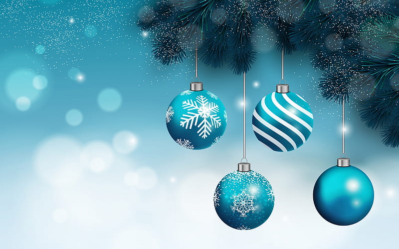 Happy New Year!, craciun, blue, deco, ball, christmas, new year, HD wallpaper