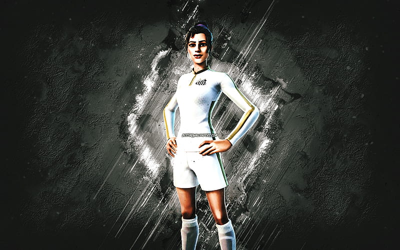 Fortnite Pitch Patroller Skin, Fortnite, main characters, white stone background, Pitch Patroller, Fortnite skins, Pitch Patroller Skin, Santos FC Fortnite, Pitch Patroller Fortnite, Fortnite characters, HD wallpaper