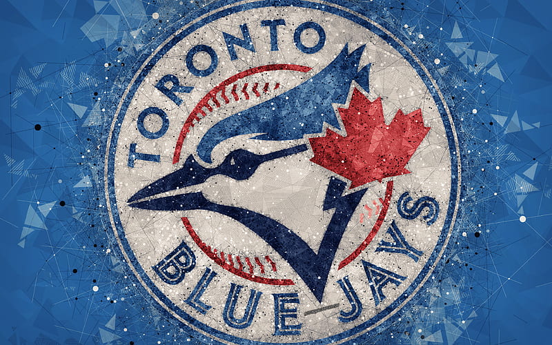 Toronto Blue Jays art, logo, Canadian baseball club, geometric art, blue abstract background, American League, MLB, Toronto, Canada, USA, baseball, Major League Baseball, HD wallpaper