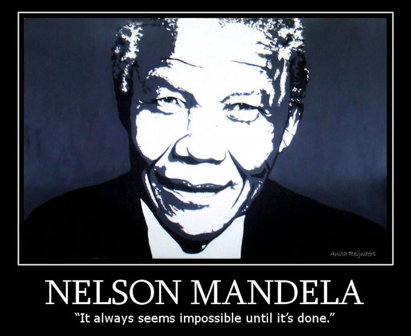 Nelson Mandela, smile, shines, background, blue, HD wallpaper
