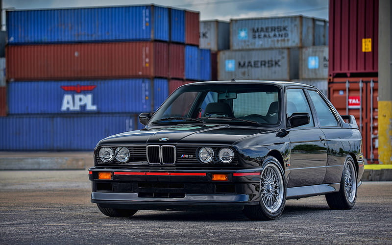 BMW M3, supercars, E30, port, 1990 cars, tunned M3, black E30, tuning, BMW E30, german cars, BMW, black M3, R, HD wallpaper