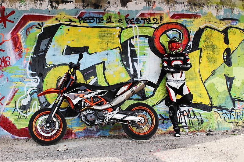black and white motocross dirt bike, HD wallpaper