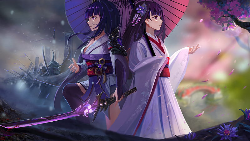 Baal Raiden Shogun Raiden Makoto Kimono Genshin Impact, HD wallpaper