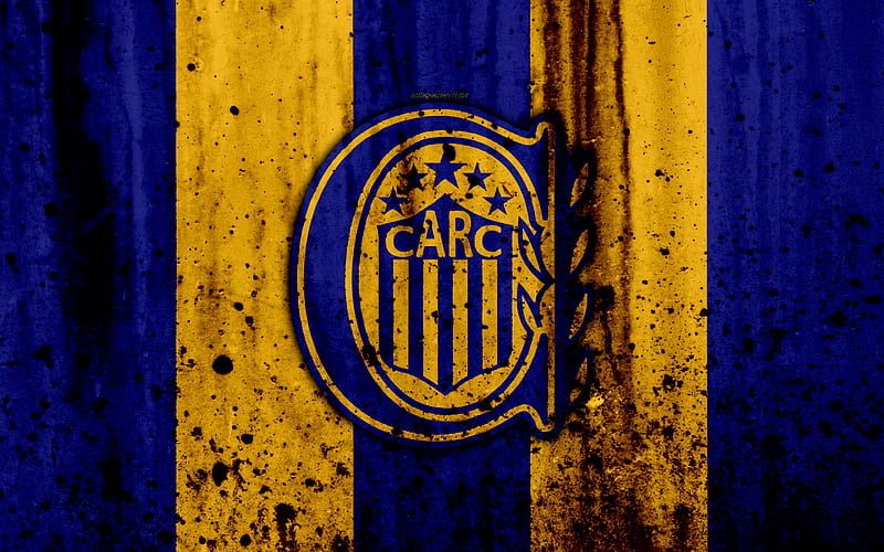 FC Rosario Central, grunge, Superliga, soccer, Argentina, logo, Rosario Central, football club, stone texture, Rosario Central FC, HD wallpaper