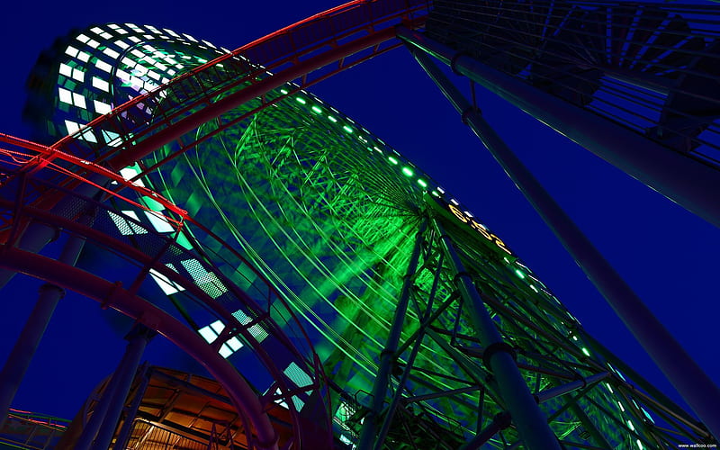 Yokohama Ferris Wheel-Cosmo Clock-, HD wallpaper