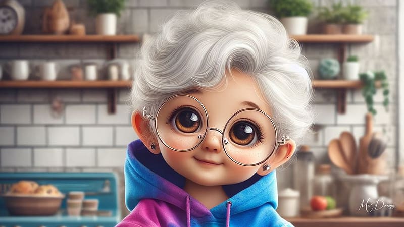 Granny Muffin Maker, granny, grandma, baker, cooking, old lady, cute, cook, kitchen, HD wallpaper