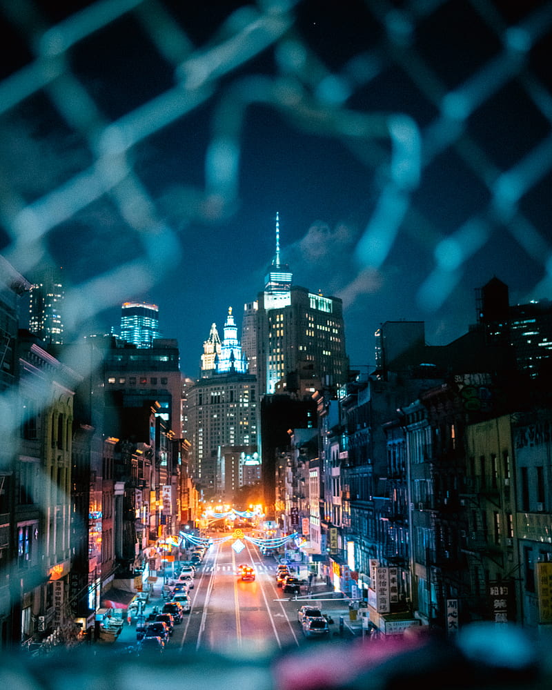 night city, street, lights, overview, cityscape, HD phone wallpaper