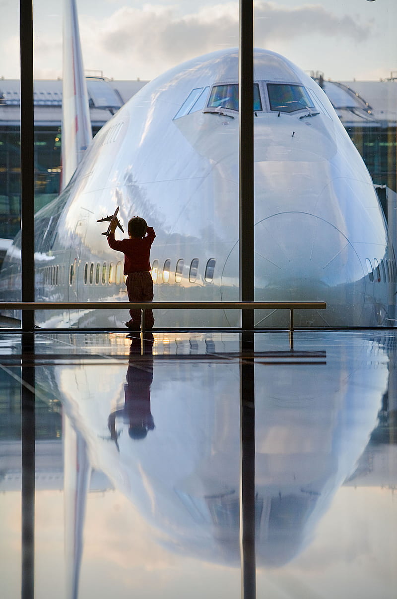 747-400, 747, airport, aircraft boy, HD phone wallpaper