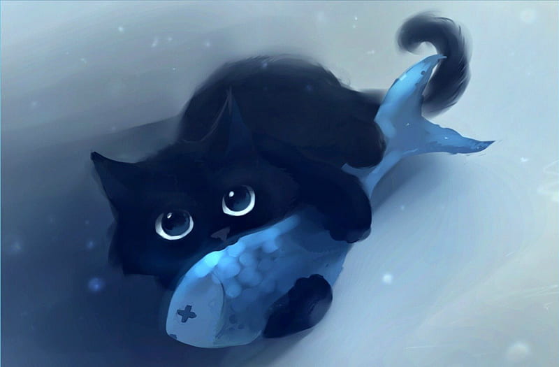 Lindo bebé gatito negro, lindo, pez, negro, gatito, bebé, Fondo de pantalla  HD | Peakpx