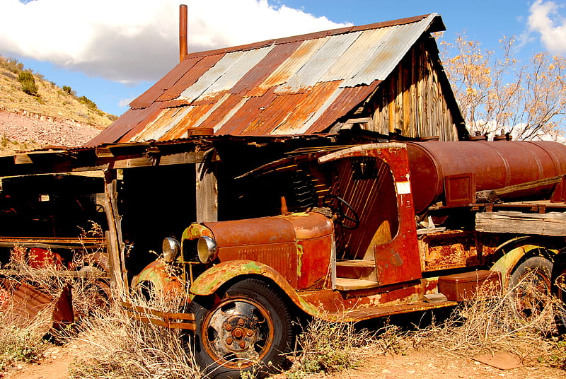 Old Truck, farm, trucks, ghost town, old west, HD wallpaper