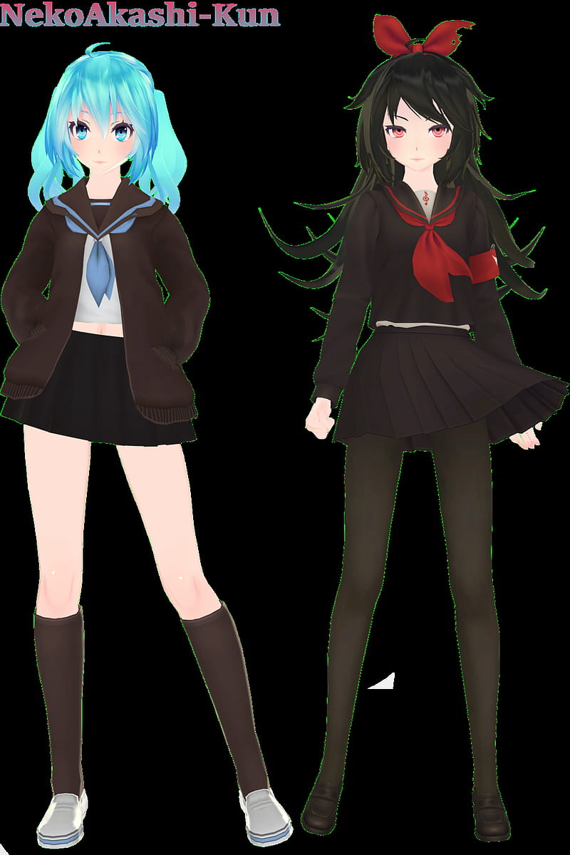 original characters, MMD, anime girls, miniskirt, legs, anime, HD phone wallpaper