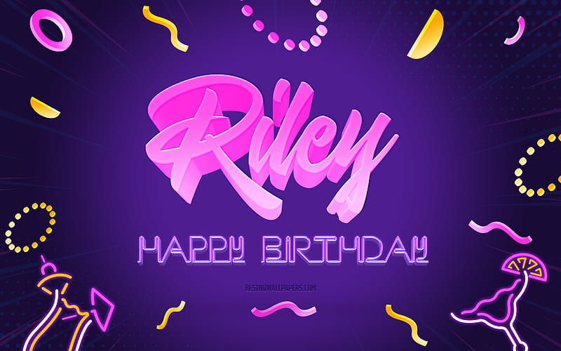 Happy Birtay Riley Purple Party Background, Riley, creative art, Happy Riley birtay, Riley name, Riley Birtay, Birtay Party Background, HD wallpaper