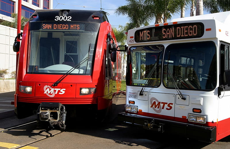 MTS S40 Trolley and Buses, San Diego, Buses, New Flyer, Trolley, HD wallpaper